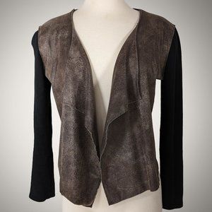 Velvet by Graham & Spencer Cardigan black and brown faux leather